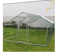 Wiltec Parc enclos pour petits animaux domestiques - 2 x 3 x 2 m - en Acier - Clôture verrouillable avec Toit grillagé à pignon et B