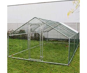 Wiltec Parc enclos pour Petits Animaux domestiques - 2 x 3 x 2 m - en Acier - Clôture verrouillable avec Toit grillagé à pignon et Bâche - Cage Lapin Clapier Hamster Cochon d'Inde Tortue Rongeur