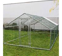 Wiltec Parc enclos pour Petits Animaux domestiques - 4 x 3 x 2 m - en Acier - Clôture verrouillable avec Toit grillagé à pignon et Bâche - Cage Lapin Clapier Hamster Cochon d'Inde Tortue Rongeur