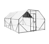 Wiltec Parc enclos XXL pour Petits Animaux domestiques - 6 x 3 x 2 m - en Acier - Clôture verrouillable avec Toit grillagé à pignon et Bâche - Cage Lapin Clapier Hamster Cochon d'Inde Tortue Rongeur
