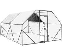 Wiltec Parc enclos XXL pour petits animaux domestiques – 6 x 3 x 2 m – en Acier – Clôture verrouillable avec Toit grillagé à pignon et Bâche – Cage lapin Clapier hamster cochon d'Inde Tortue Rongeur