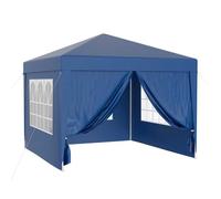 Wiltec Pavillon 3 x 3 m en bleu avec protection UV 50+, gazebo de jardin avec côtés amovibles, tente de réception avec fenêtres pour