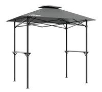 Wiltec Pavillon de Barbecue Pavillon BBQ - 2,45 x 1,52 m - Couleur Grise - avec Extracteur de fumée et 2 Étagères - Tente Tonnelle de Jardin Fête Camping Réception