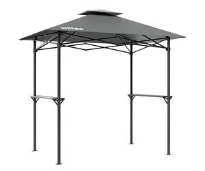Wiltec Pavillon de Barbecue Pavillon BBQ - 2,45 x 1,52 m - Couleur Grise - avec Extracteur de fumée et 2 Étagères - Tente Tonnelle de Jardin Fête Camping Réception