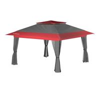 Wiltec Pavillon de réception Pliante - 3,92 x 3,92 x 2,87 m - Couleur Gris-Rouge - avec Protection Anti-moustiques Sac et Roues - Tente Tonnelle de Jardin Fête Camping