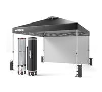 Wiltec Pavillon de réception Pop Up Tonnelle Pliant Paroi latérale One Push 3x3 m Roues Gris