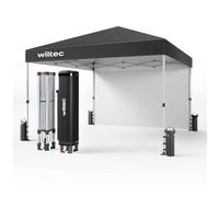 Wiltec Pavillon pliable 3 x 3 m Gris avec Roues, Tente pliable avec te