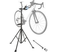 Wiltec Pied d’atelier pour vélos et VAE – 900 x 900 x 1230 mm – hauteur réglable 102-178 cm – capacité max. 30 kg – pivotant 360° – Support de montage réparation bicyclette