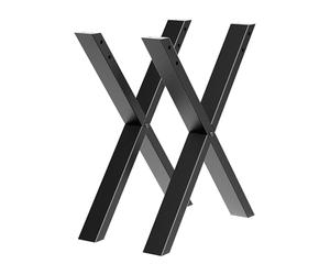 WilTec Pieds de Table en Forme de X - 600 x 40 x 720 mm - Couleur Noire - en Acier - Revêtement par Poudre - Piètement Meuble - Piètement Support Bureau pour Plan de Travail Salle à Manger