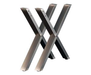 WilTec Pieds de Table en Forme de X - 600 x 40 x 720 mm - Couleur Noire - Finition en Acier Verni - Piètement Meuble - Piètement Support Bureau pour Plan de Travail Salle à Manger