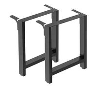 WilTec Pieds de Table en Profil carré - 600 x 240 x 720 mm - Couleur Noire - en Acier - avec Revêtement par Poudre - Piètement Support de Bureau Réglable pour Plan de Travail Salle à Manger