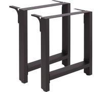 Wiltec Pieds de table en Profil carré - 600 x 240 x 720 mm - couleur Noire - en Acier - avec Revêtement par poudre - Piètement Support de bureau Réglable pour Plan de travail Salle à manger