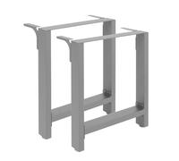WilTec Pieds de Table en Profil carré 640x240x400 mm Gris Revêtement par Poudre Piètement de Table Meuble