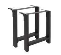 WilTec Pieds de Table en Profil carré - 700 x 240 x 720 mm - Couleur Noire - en Acier - avec Revêtement par Poudre - Piètement Support de Bureau Réglable pour Plan de Travail Salle à Manger