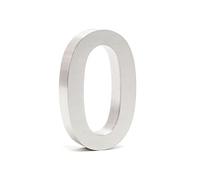 Wiltec Plaque Numéro Maison Chiffre "0" 3D, 130 x 30 x 200 mm, Acier inoxydable, Résistant aux intempéries, Matériel fixation inclus