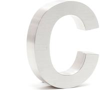 Wiltec Plaque Numéro Maison Lettre "c" 3D, 130 x 30 x 150 mm, Acier inoxydable, Résistant aux intempéries, Matériel fixation inclus