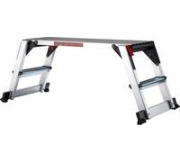 Wiltec Plateforme de travail – 126 x 52 x 49 cm – Surface de marchepied 95 x 30 cm – Escabeau pliable en Aluminium – Plate-forme échelle antidérapante