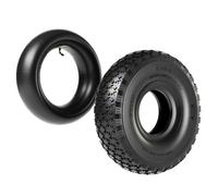 Wiltec Pneu 11x4.00-4 et Chambre à air - Valve coudée - 294 x 294 x 80 mm - 4 PR - capacité de charge 130 kg - pour Tondeuse à gazon Tracteur à pelouse Brouette Chariot Diable