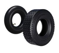 Wiltec Pneu 16x6.50-8 et Chambre à air - Valve coudée - 420 x 420 x 130 mm - 4 PR - capacité de charge 300 kg - pour Tondeuse à gazon Tracteur à pelouse Brouette Chariot Diable