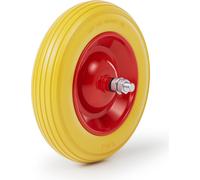 Wiltec Pneu de brouette 3.50-8 – Roue et Pneumatique enPolyuréthane– Jusqu’à 130 kg – avec Jante en acier et axe – Bandage pour Diable, Chariot, Charrette