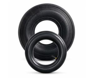 Wiltec Pneu de brouette avec chambre à air 4.00-8 - 400 x 100 mm - Valve droite - capacité de charge max. 160 kg - pour Roue Brouette Chariot Diable Scooter