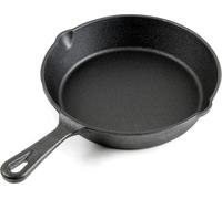 Wiltec Poêle à frire en Fonte Ø20cm avec Manche 2 Bec verseur Accessoires cuisson Effet Anti-adhésif naturel Cuisine Usage Polyvalence Extérieur