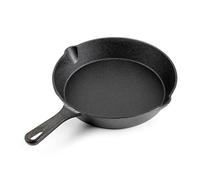Wiltec Poêle à frire en Fonte Ø25cm avec Manche 2 Bec verseur Accessoires cuisson Effet Anti-adhésif naturel Cuisine Usage Polyvalence Extérieur