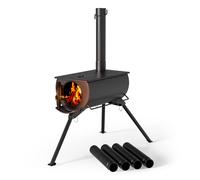 Wiltec Poêle pour tente de camping - 540 x 810 x 2387 mm - Acier doux - Poêle à bois portable et démontable pour randonnée, déplacem
