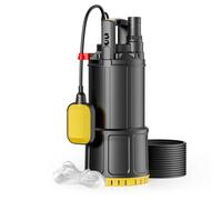Wiltec Pompe à eau immergée 1000 W - 5500 l/h - Refoulement max. 30 m, profondeur max. 7 m - avec Interrupteur à flotteur, Thermorégulateur - Pompe submersible Eau propre