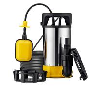 Wiltec Pompe à eau immergée 3 en 1 à aspiration plate 550 W - 12500 l/h - Jusqu’à 1 mm - Refoulement max. 7 m, profondeur max. 7 m - Interrupteur à flotteur, Thermorégulateur - Pompe submersible