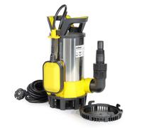 Wiltec Pompe à eau immergée 3 en 1 à aspiration plate 850 W - 15000 l/h - Jusqu’à 1 mm - Refoulement max. 8,5 m, profondeur max. 7 m - Interrupteur à flotteur, Thermorégulateur - Pompe submersible