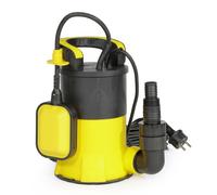 Wiltec Pompe à eau immergée à aspiration plate 400 W - Jusqu’à 1 mm - 8000 l/h - Refoulement max. 5 m, profondeur max. 7 m - Interrupteur à flotteur, Thermorégulateur - Pompe submersible Eau propre
