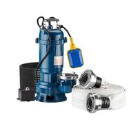 Wiltec Pompe électrique pour eaux sales - Submersible - 1500 W / 36000 l/h - Refoulement max. 10 m - avec Tuyau 20 m et Flotteur - Pompe-cave pour Arrosage Irrigation Jardinage Évacuation Drainage
