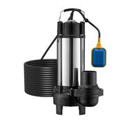 Wiltec Pompe électrique pour eaux sales - Submersible - 2200 W / 31200 l/h - Refoulement max. 10 m - avec Flotteur et Broyeur de vég