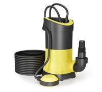 Wiltec Pompe électrique pour eaux sales - Submersible - 250 W / 5000 l/h - Refoulement max. 6 m - avec Flotteur - Particules jusqu’à Ø 5 mm - Arrosage Irrigation Jardinage Relevage Puisard Drainage