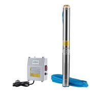 Wiltec Pompe pour puits profonds 4" 550 W, avec un débit de 6000 l/h, une profondeur d'immersion max. de 20 m et une hauteur de refoulement max. de 59 m