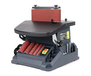 Wiltec Ponceuse oscillante 2 en 1 Bande et Cylindre 500W inclinable 45° Course 16mm 5x Manchons 2000 tr/min Ponçage à bande Meulage Surface Polisseuse Outillage Atelier électroportatif Chanfrein