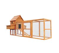 Wiltec Poulailler 310 x 150 x 150 cm - en Bois - Nichoir et Enclos avec Bac amovible pour Nettoyage - Abri et Enclos, Clapier Pondoi