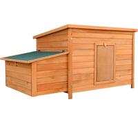 Wiltec Poulailler avec Nichoir – 1360 x 740 x 700 mm – en Bois – Toit bitumé – avec Bac à crottes amovible – Maison pour petits animaux, poules, volaille Clapier