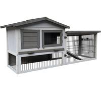 Wiltec Poulailler avec Nichoir, Enclos & Pondoir – 1440 x 525 x 685 mm – en Bois sapin – Toit bitumé – avec Grillage et Bac à crottes – Maison pour petits animaux, poules, volaille Clapier