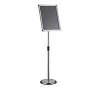 WilTec Présentoir sur pied A3 - Hauteur réglable 88-138 cm - en Aluminium et acier inox - Support Stop client pour Documents, Brochures, Affiches