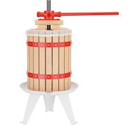 WilTec Presse à Fruits - 345 x 345 x 575 mm - capacité 6 L - avec Panier en hêtre et Torchon Sac de filtrage - Pressoir Manuel pour Moût de Pomme Poire Raisins Baies - Vin Cidre