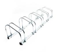 WilTec Support à vélos pour 5 vélos, 1305 x 320 x 265 mm, gris, en acier, à fixer au sol, arceaux de rangement en ligne