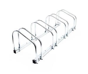WilTec Râtelier pour 4 vélos, 950 x 330 x 270 mm, Extensible, Montage au sol, Support bicyclette en acier galvanisé A3, Pied béquille de stationnement