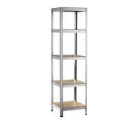 WilTec Rayonnage pour Charges Lourdes galvanisé 40 x 40 x 180 cm Charge maximale 100 kg/Tablette, rayonnage à emboîter en Acier, étagère avec 5 tablettes
