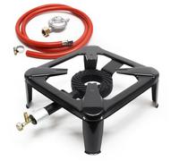 Wiltec Réchaud à gaz outdoor, 560 x 410 x 165 mm, avec tuyau et pressotat 28 mbar IT, cuisinière en acier 450 g/h 7 kW, camping lois