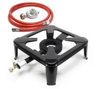 Wiltec Réchaud à gaz outdoor, 560 x 410 x 165 mm, avec tuyau et pressotat 50 mbar DE, cuisinière en acier 450 g/h 7 kW, camping lois