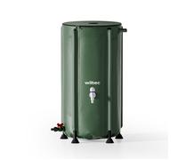 Wiltec Récupérateur eau de pluie pliable 100 litres, citerne souple en PVC avec fermeture éclair, robinet et couvercle, réservoir ir