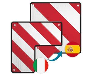 Wiltec Réflecteur de signalisation 2 en 1 - 50 x 50 cm - Panneau avertissement danger pour Italie et Espagne - Homologué pour porte vélos, camping cars, etc.