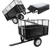 Wiltec Remorque basculante sur pneus – 114 x 76 x 30 cm – avec Grille rehaussée et Parois amovibles – Dispositif d’attelage universel – Jardinage, Transport